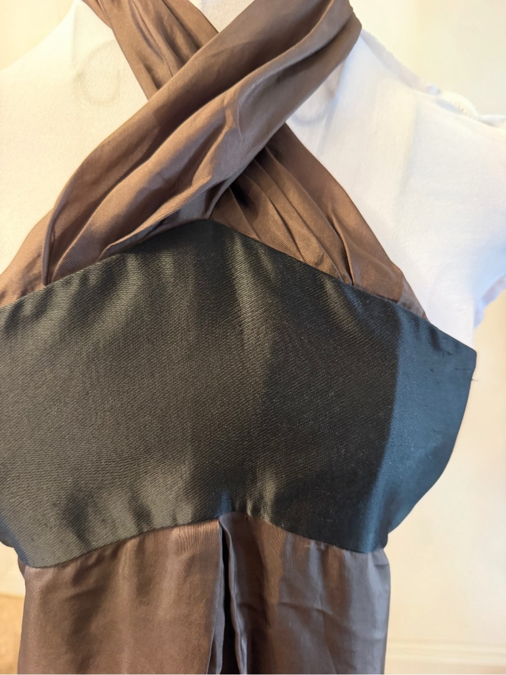 Vintage KENZO Defile Runway 100% Silk Halter Maxi Dress Brown Black Colorblock 8 - Picture 5 of 8